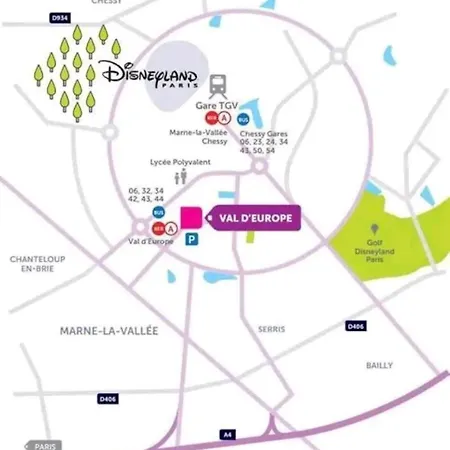 Disneyland Paris Val D'europe La Vallee Village Parking 500m Gare Val D'europe Μοντεβρέν